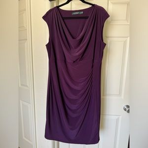 Ralph Lauren Purple Cowl Neck Midi Dress